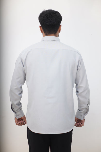 Minimal Light-Grey Cotton Shirt (Regular Fit)