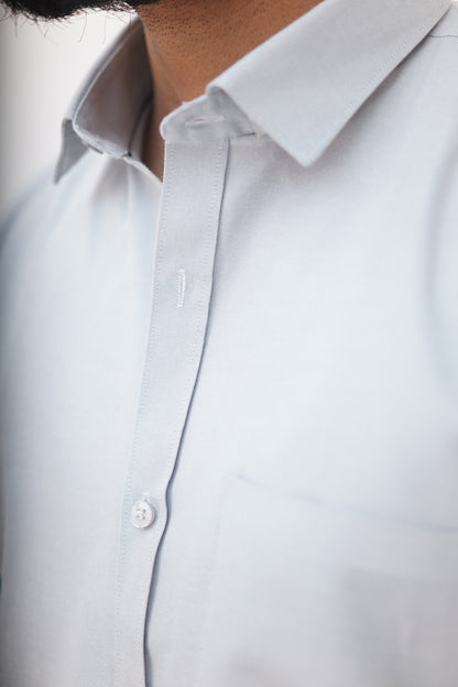 Minimal Light-Grey Cotton Shirt (Regular Fit)