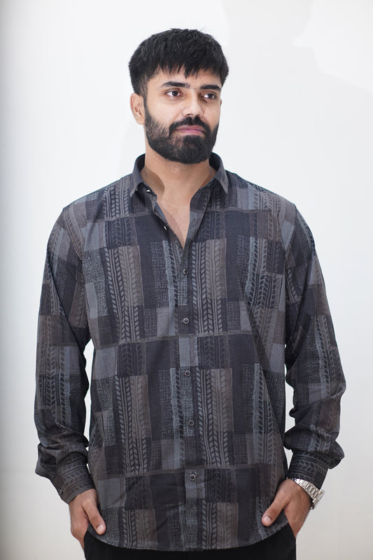 Geometric Print Cotton Shirt (Regular Fit)