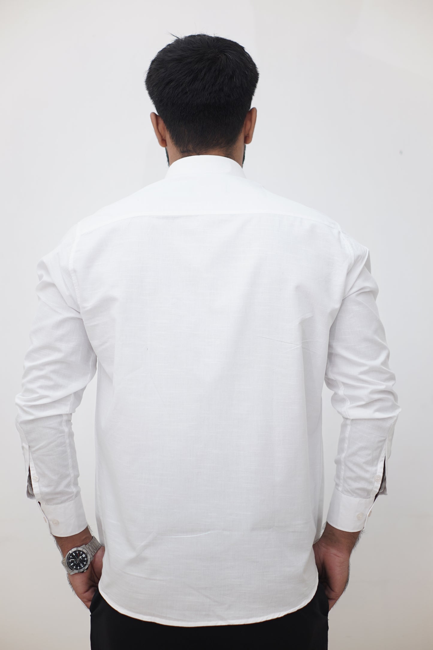 Essential White Slub Linen Shirt (Regular Fit)