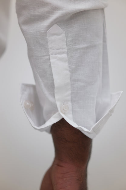 Essential White Slub Linen Shirt (Regular Fit)