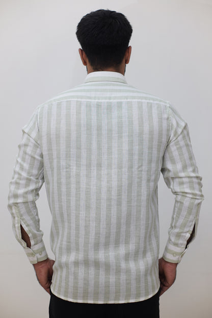 Linen Striped Premium Slub Linen Shirt (Regular Fit)