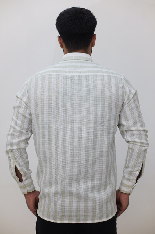 Linen Striped Premium Slub Linen Shirt (Regular Fit)