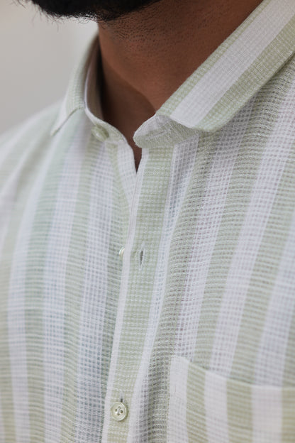 Linen Striped Premium Slub Linen Shirt (Regular Fit)