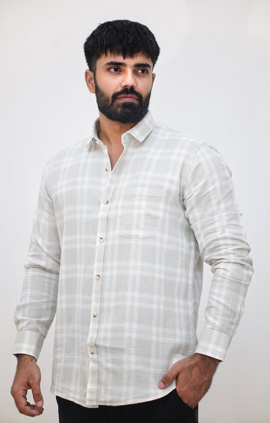 Sage Plaid Lightweight Modern Dobby Check Shirt (Regular Fit)