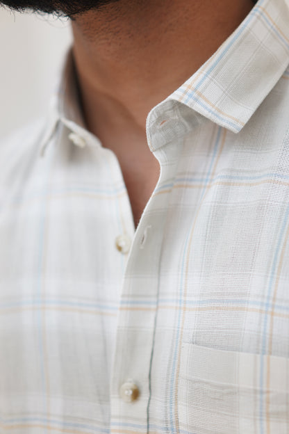Sage Plaid Lightweight Modern Dobby Check Shirt (Regular Fit)