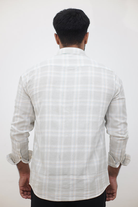 Sage Plaid Lightweight Modern Dobby Check Shirt (Regular Fit)