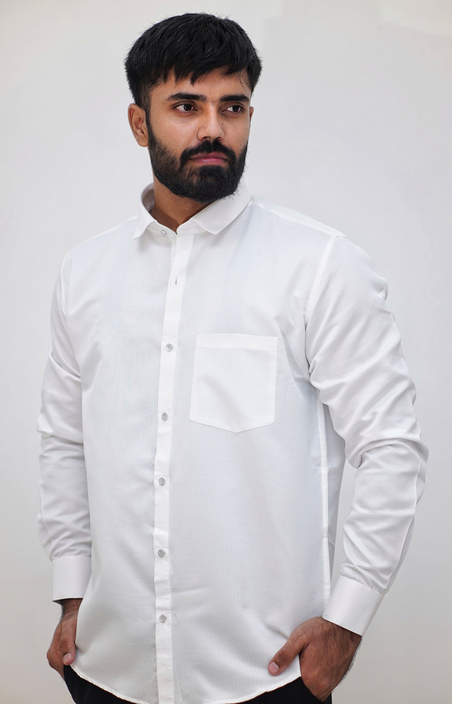 Classic White Dobby Cotton Shirt (Regular Fit)
