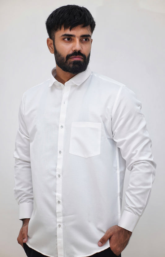 Classic White Dobby Cotton Shirt (Regular Fit)