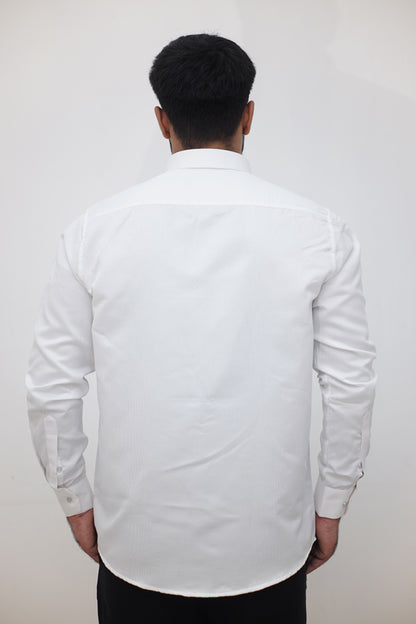 Classic White Dobby Cotton Shirt (Regular Fit)