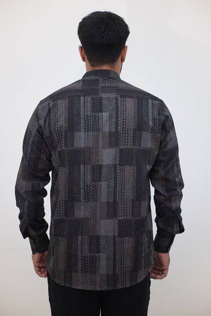 Geometric Print Cotton Kurta Shirt (Regular Fit)