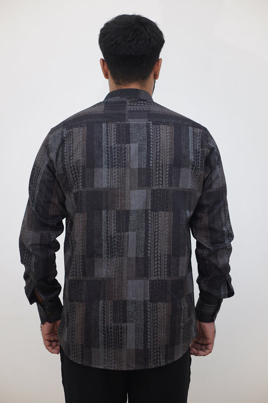 Geometric Print Cotton Kurta Shirt (Regular Fit)