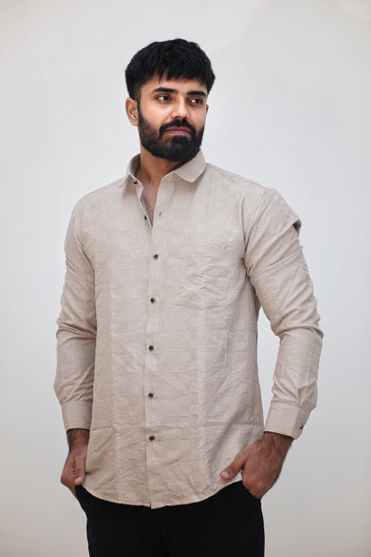 Elegant Textured Party Wear Premium Cotton Shirt