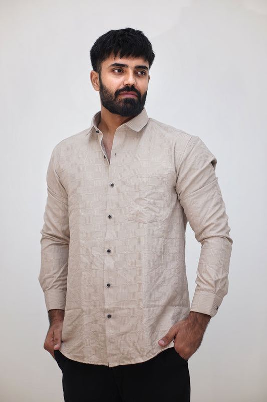 Elegant Textured Party Wear Premium Cotton Shirt