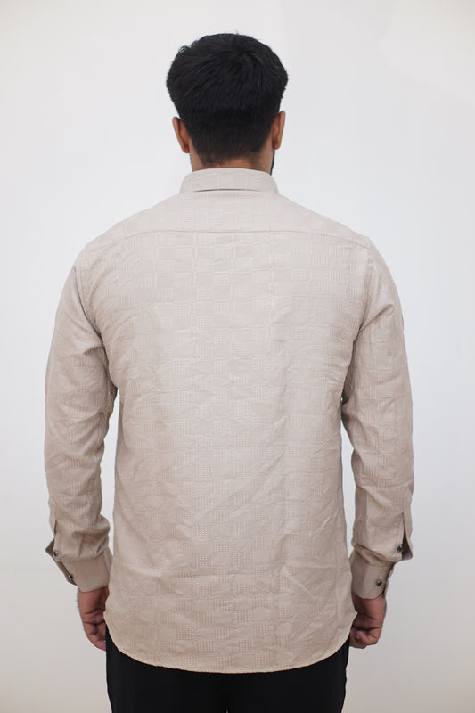 Elegant Textured Party Wear Premium Cotton Shirt