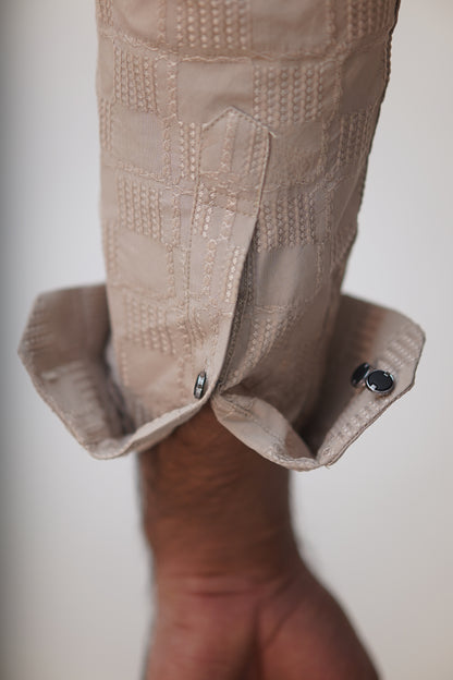 Elegant Textured Party Wear Premium Cotton Shirt